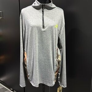 Mossy Oak 1/4 zip camo print pullover,2 pocket, lightweight, hunt, athletic